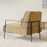 Ergonomic Camel Abrasive Cloth Fixed Back Arm Chair Image - 12