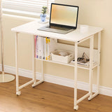 Ergonomic Foldable White Wood Casters Writing Desk Image - 1