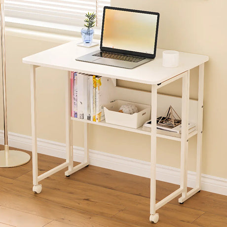 Ergonomic Foldable White Wood Casters Writing Desk Image - 1