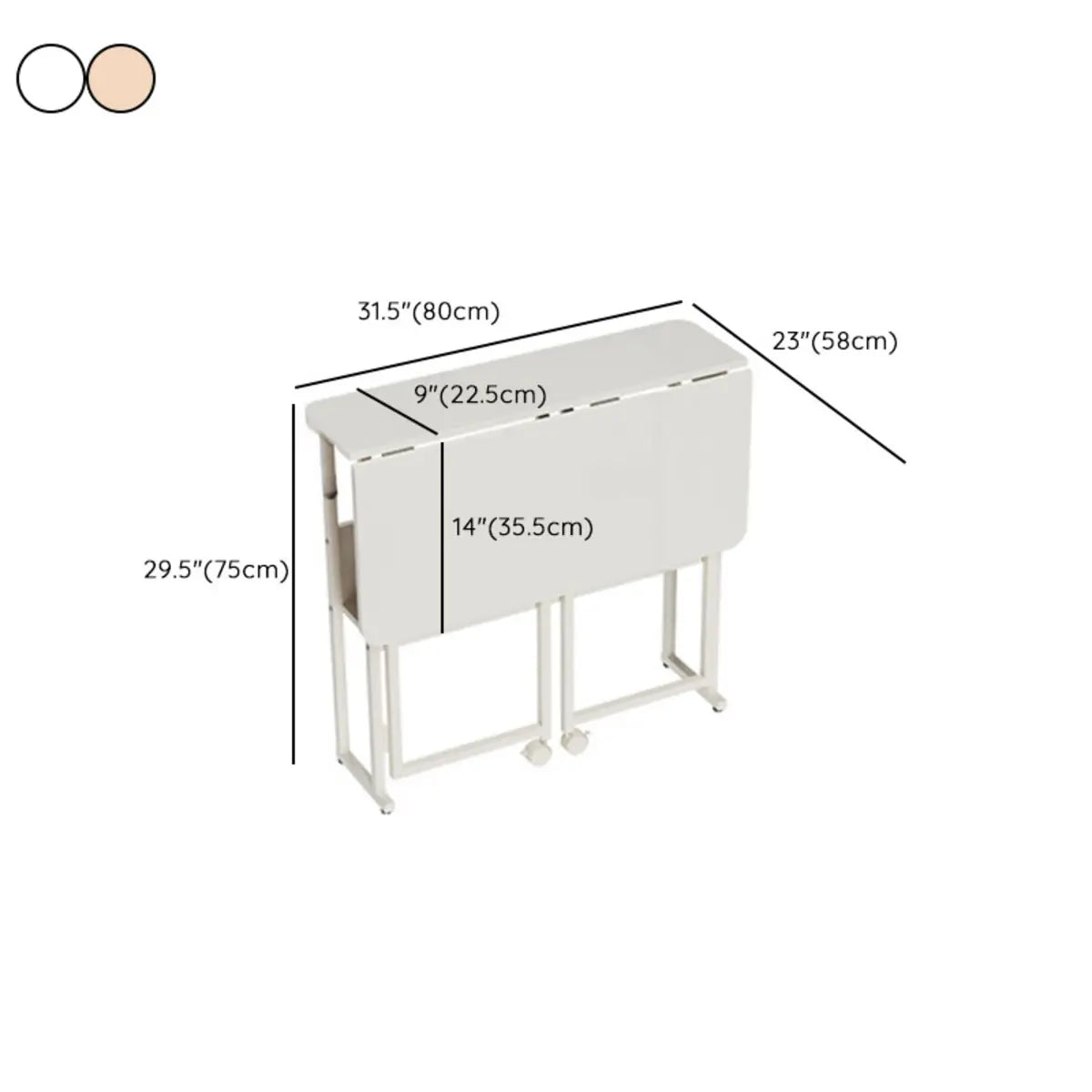 Ergonomic Foldable White Wood Casters Writing Desk 