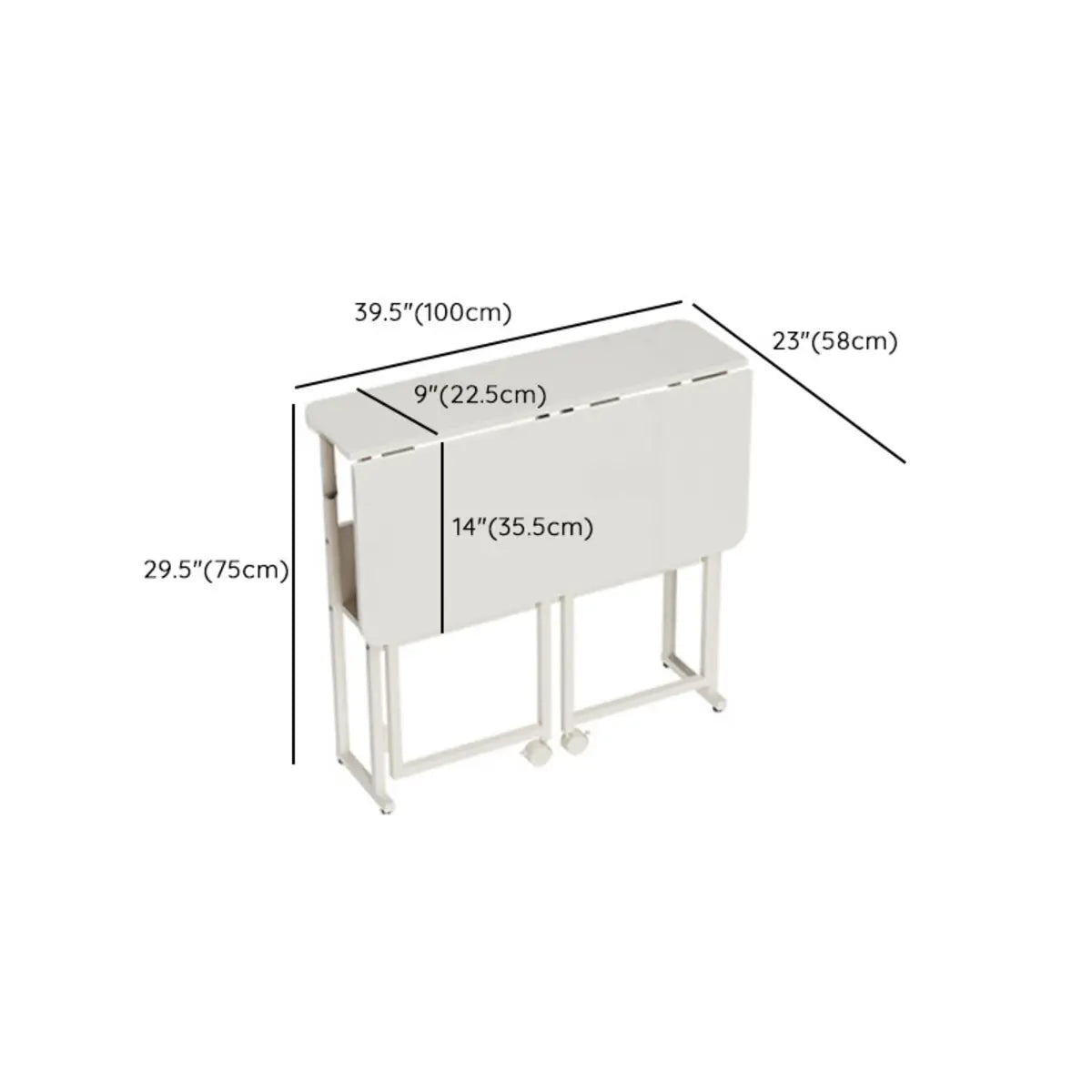 Ergonomic Foldable White Wood Casters Writing Desk Image - 15