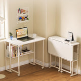 Ergonomic Foldable White Wood Casters Writing Desk Image - 6