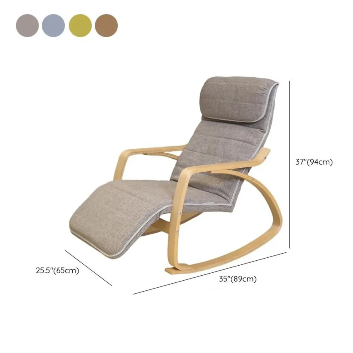 Ergonomic Green Wood Track Arms Rocking Chair with Back 