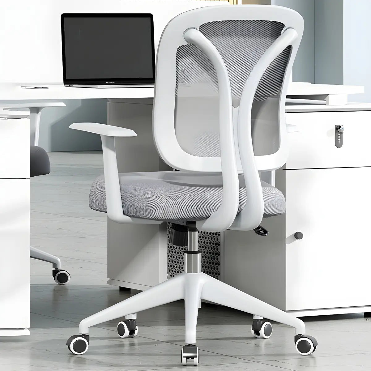 Ergonomic Grey Adjustable Mesh Office Chair with Wheels Image - 1