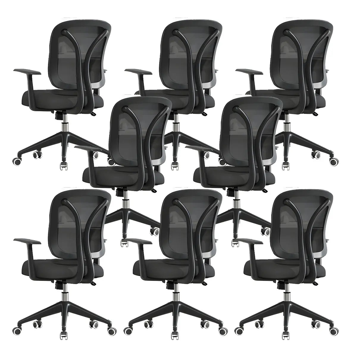 Ergonomic Grey Adjustable Mesh Office Chair with Wheels Image - 10