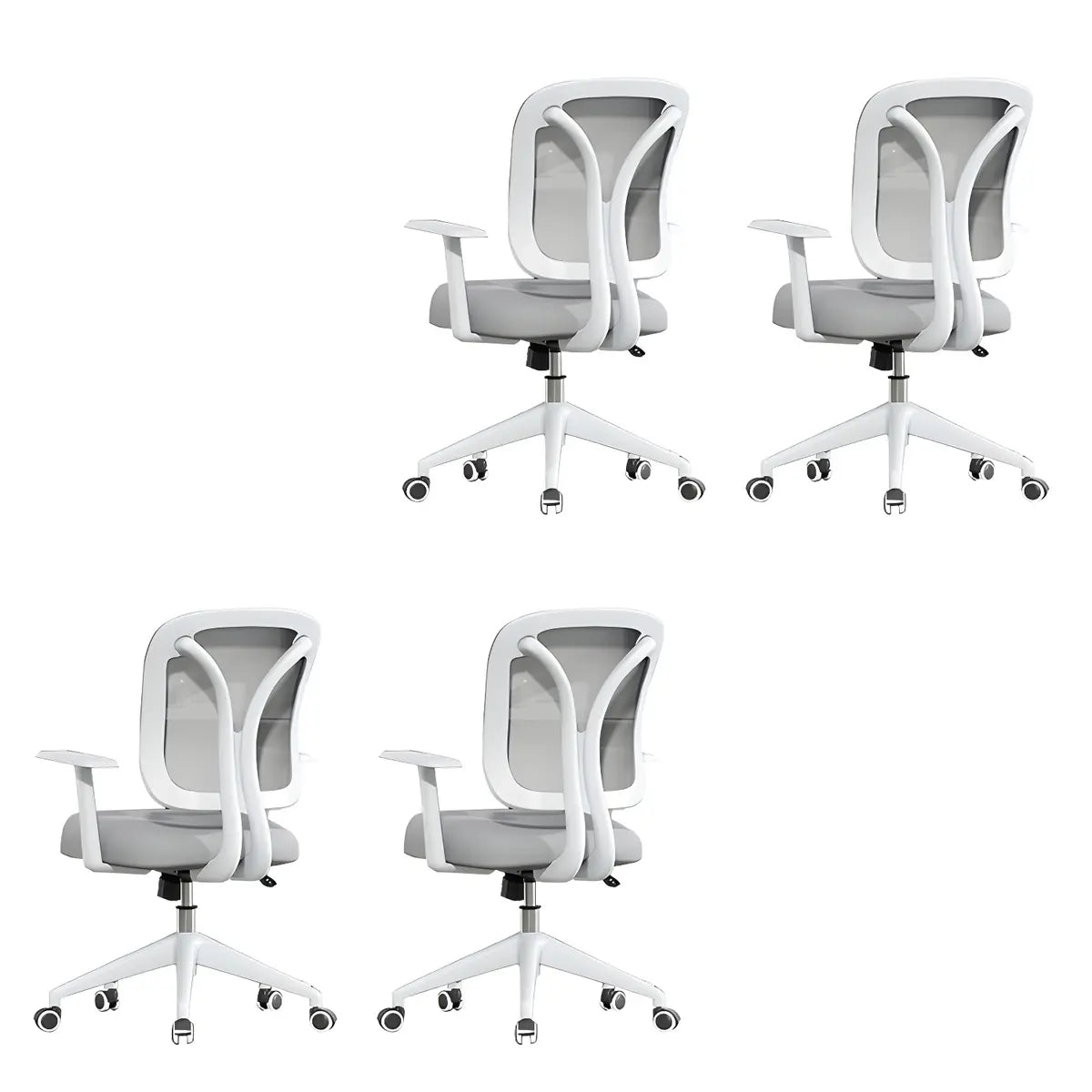 Ergonomic Grey Adjustable Mesh Office Chair with Wheels Image - 15