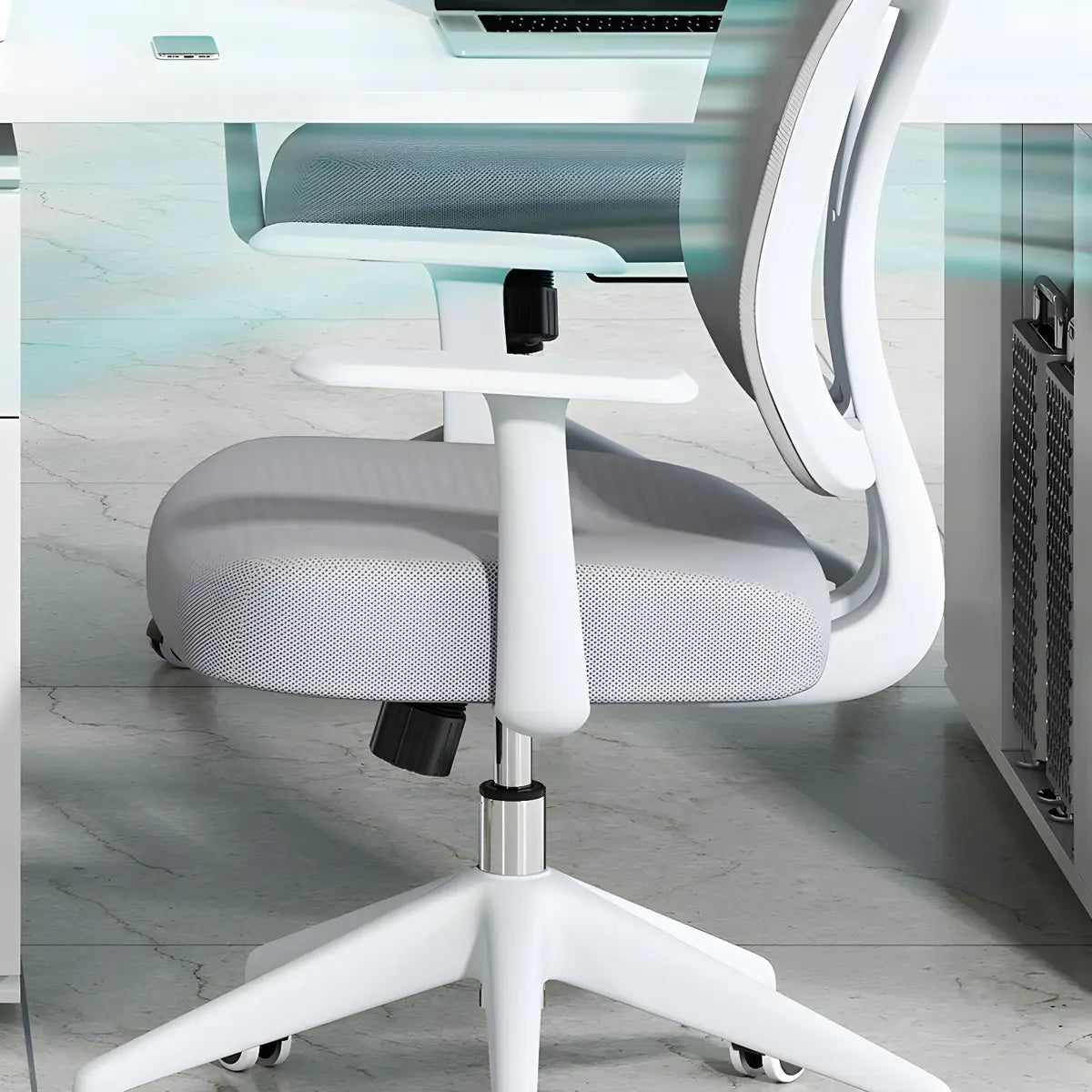 Ergonomic Grey Adjustable Mesh Office Chair with Wheels Image - 17