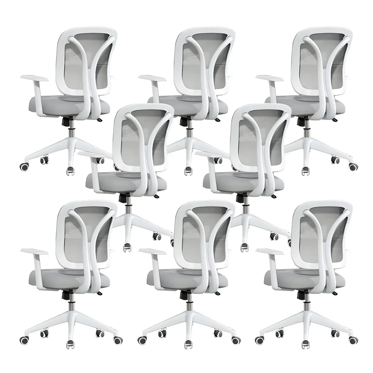 Ergonomic Grey Adjustable Mesh Office Chair with Wheels Image - 19