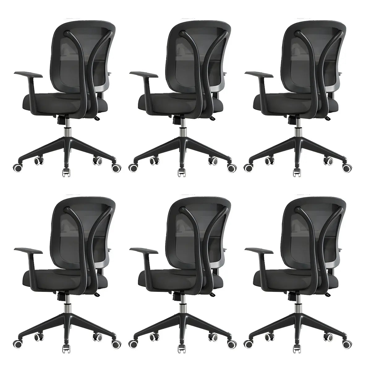 Ergonomic Grey Adjustable Mesh Office Chair with Wheels Image - 8