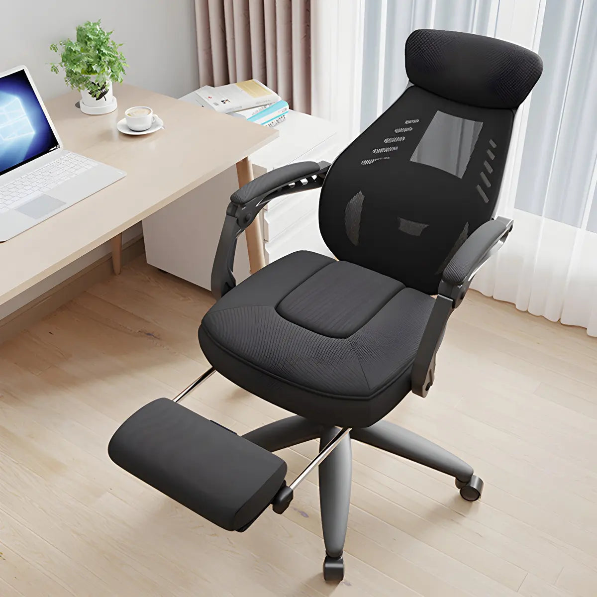 Ergonomic High-Back Mesh Black Adjustable Office Chair Image - 4