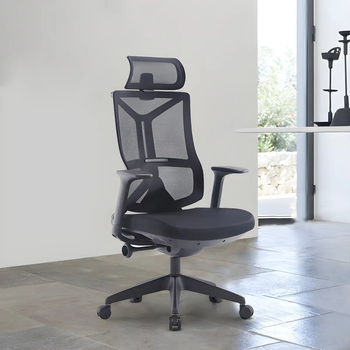 Ergonomic Mesh Black Adjustable Office Chair with Wheels Image - 1