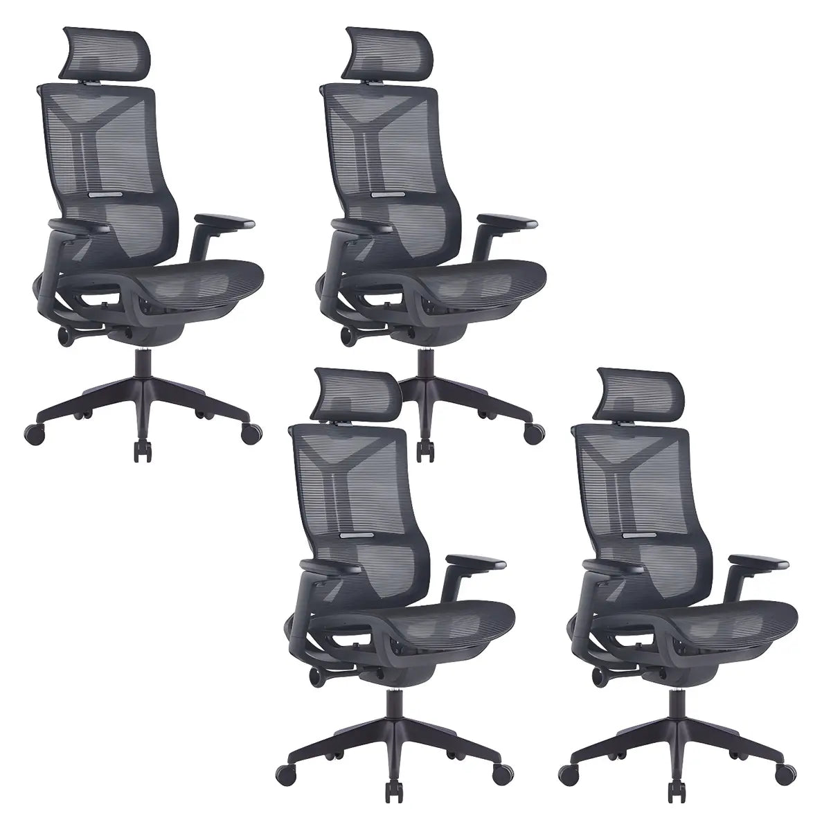 Ergonomic Mesh Black Adjustable Office Chair with Wheels Image - 29