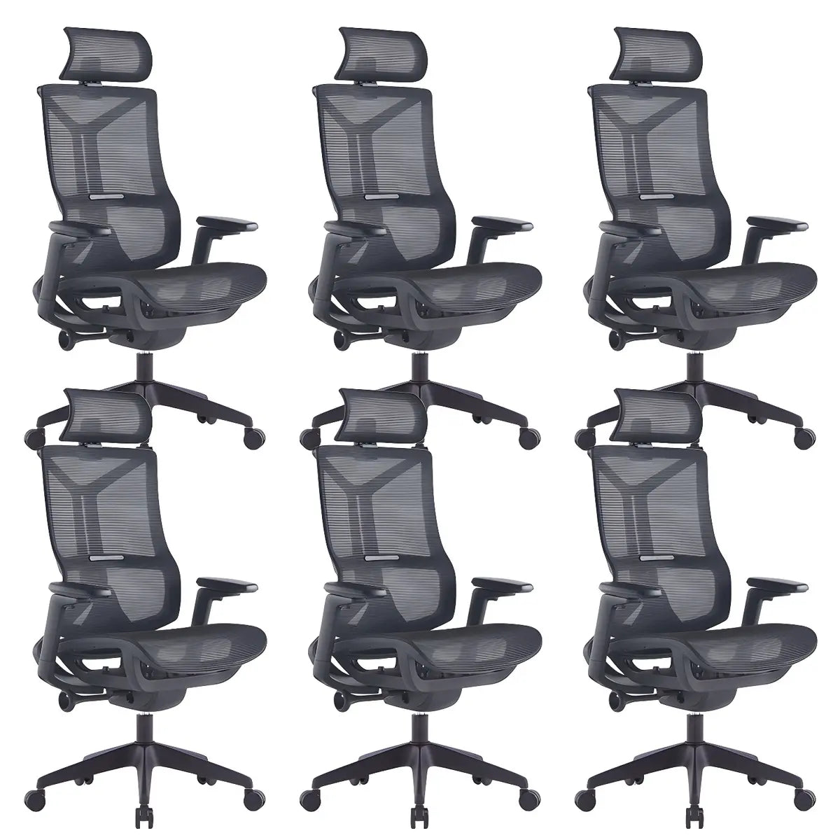 Ergonomic Mesh Black Adjustable Office Chair with Wheels Image - 30