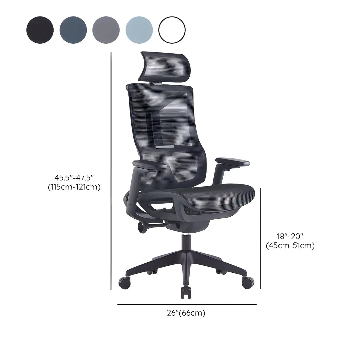 Ergonomic Mesh Black Adjustable Office Chair with Wheels 