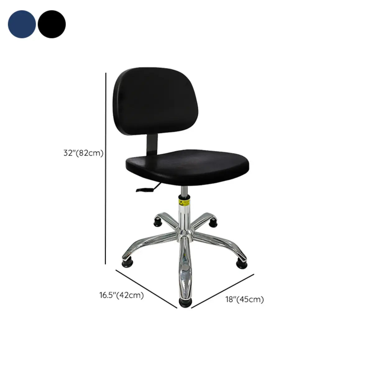 Ergonomic Metal Adjustable Office Stool Black Medium Seat Image - 10