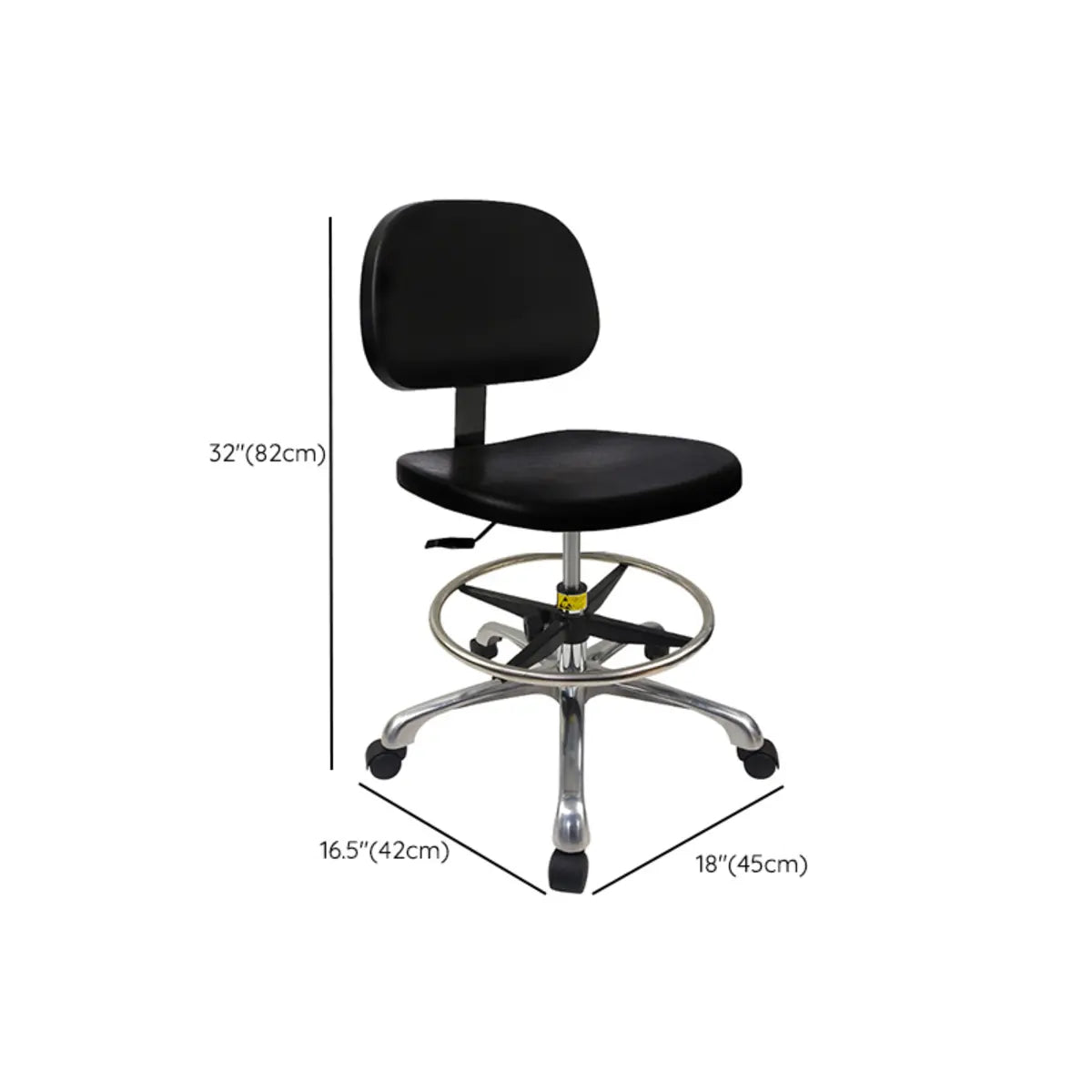 Ergonomic Metal Adjustable Office Stool Black Medium Seat 