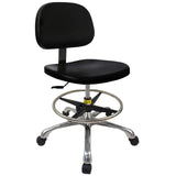 Ergonomic Metal Adjustable Office Stool Black Medium Seat Image - 4