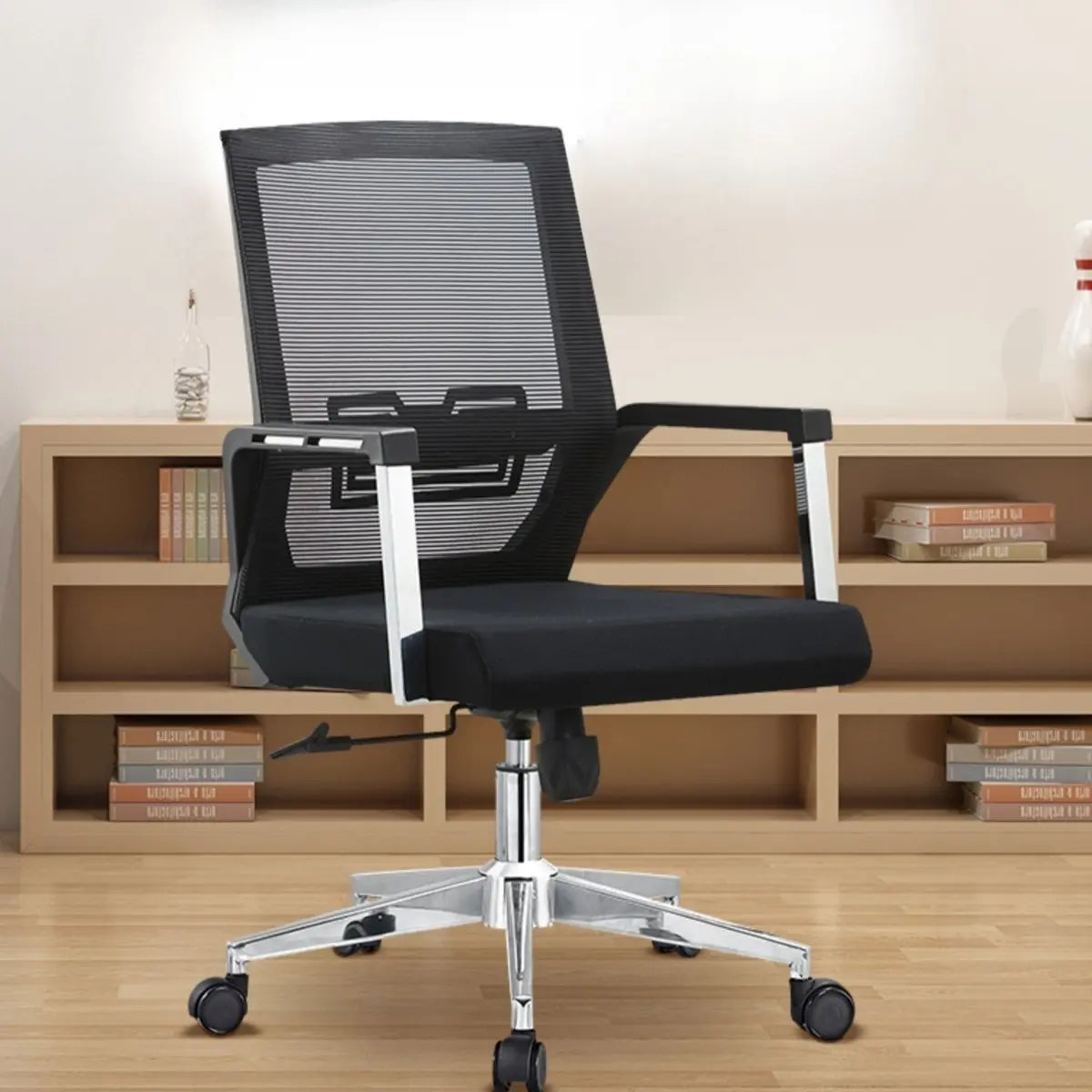 Ergonomic Metal Base Black Modern Mesh Office Chair Image - 1