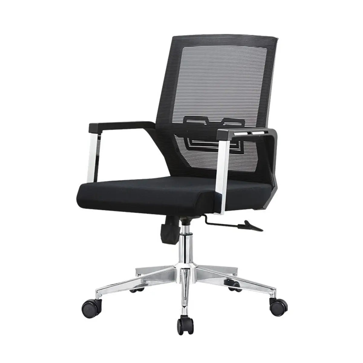 Ergonomic Metal Base Black Modern Mesh Office Chair Image - 7