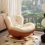 Ergonomic Metal Frame Wood Leg Tufted Rocking Chair Image - 1