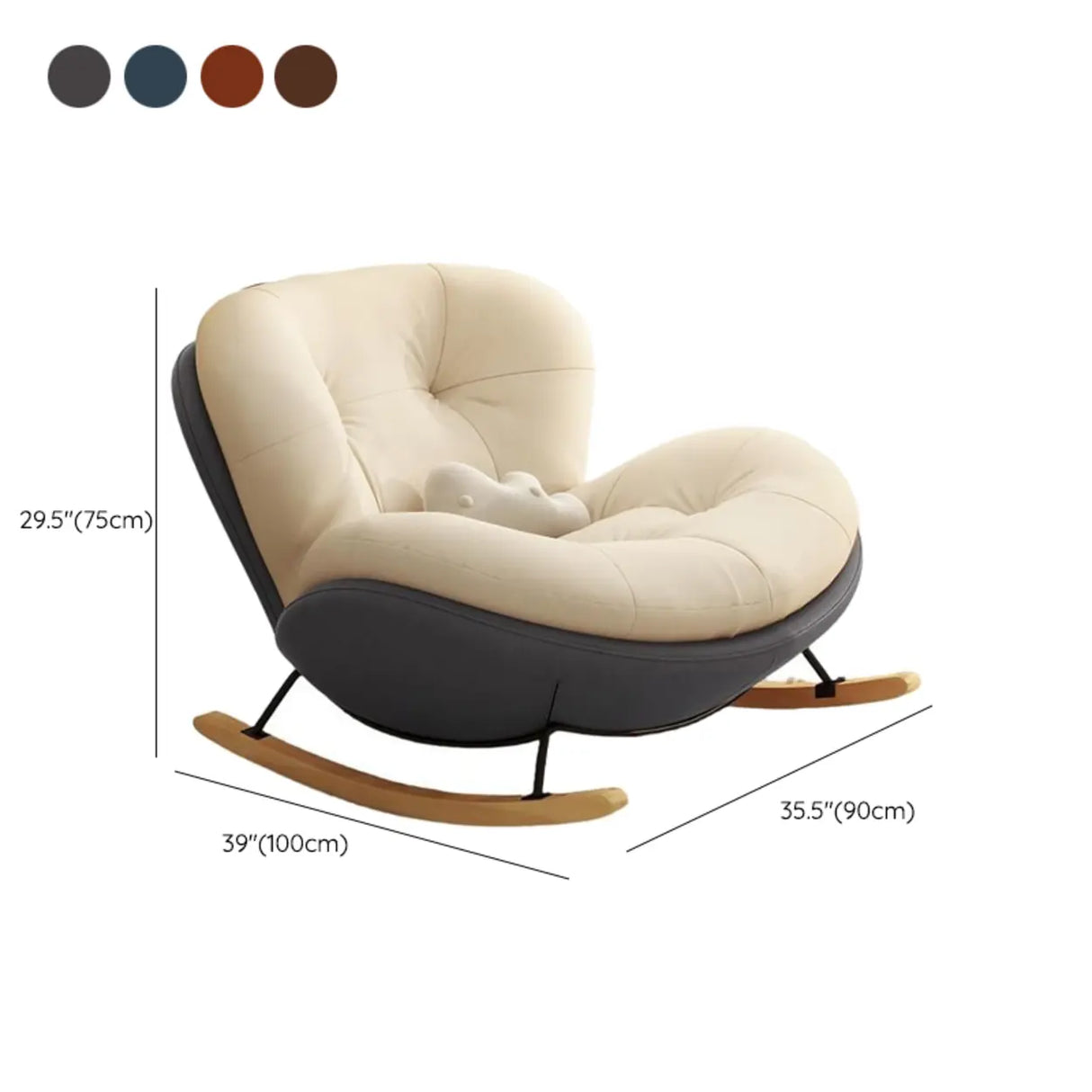 Ergonomic Metal Frame Wood Leg Tufted Rocking Chair 