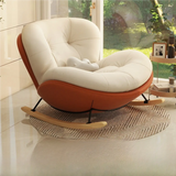 Ergonomic Metal Frame Wood Leg Tufted Rocking Chair Image - 2