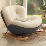 Ergonomic Metal Frame Wood Leg Tufted Rocking Chair Image - 5