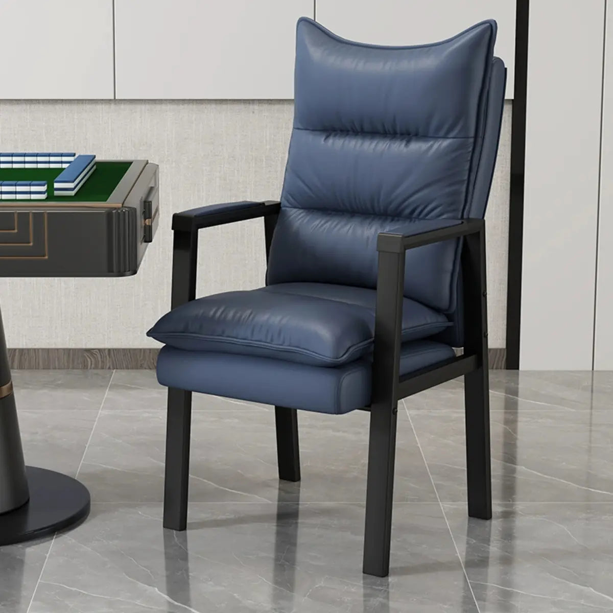 Ergonomic Modern Blue High-Back Padded Office Chair Image - 9