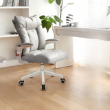 Ergonomic Off-White Modern Swivel Leather Office Chair Image - 11