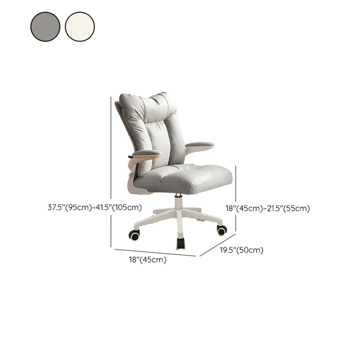 Ergonomic Off-White Modern Swivel Leather Office Chair Image - 19