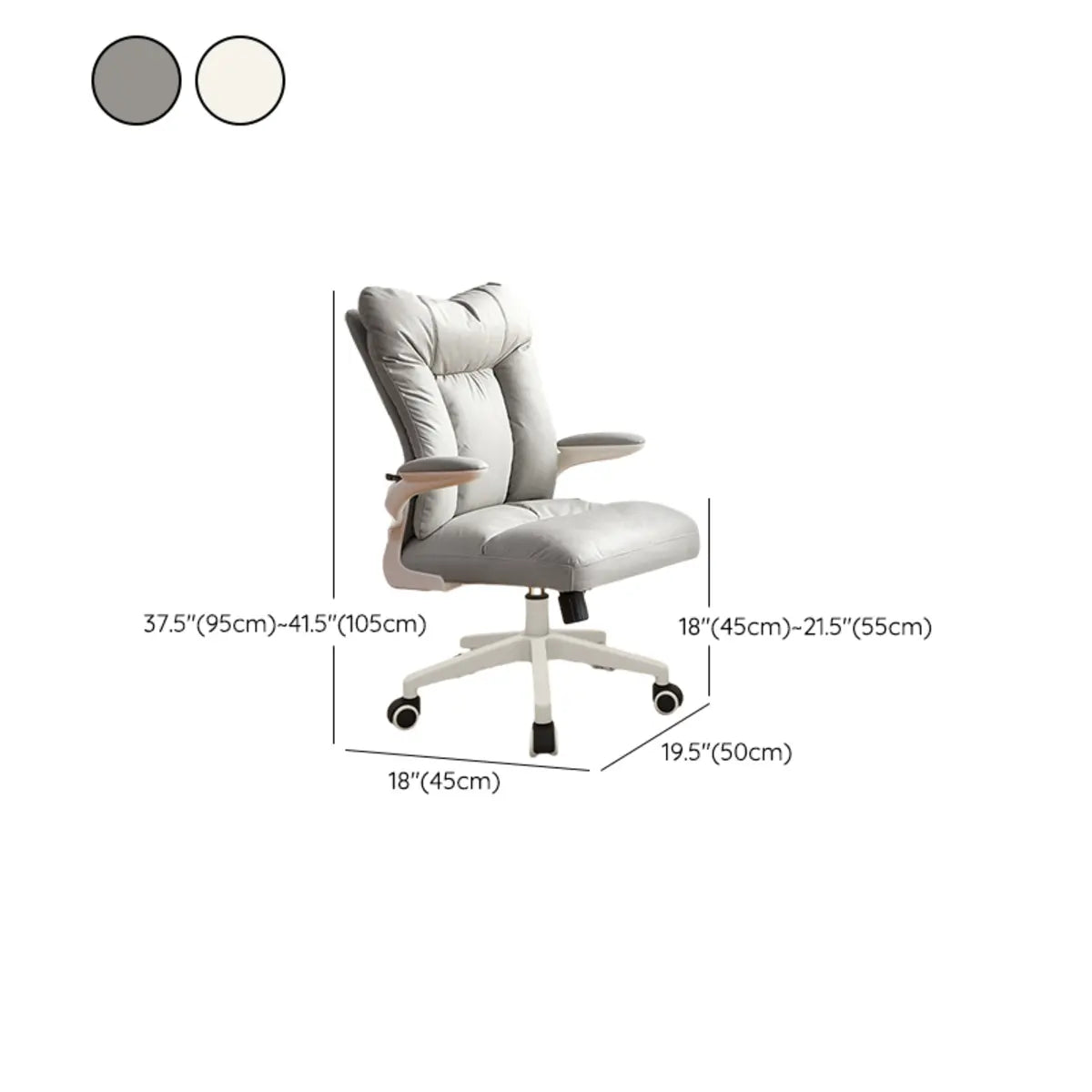 Ergonomic Off-White Modern Swivel Leather Office Chair Image - 21