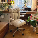 Ergonomic Off-White Modern Swivel Leather Office Chair Image - 4