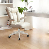 Ergonomic Off-White Modern Swivel Leather Office Chair Image - 9