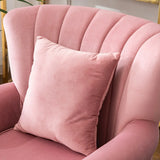 Ergonomic Pink Flannel Rolled Arm 4 Legs Lounge Chair Image - 12