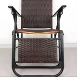 Ergonomic Rattan Outdoor Chair Small Recliner Brown Image - 14