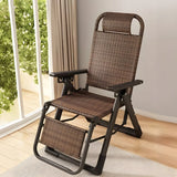 Ergonomic Rattan Outdoor Chair Small Recliner Brown Image - 15