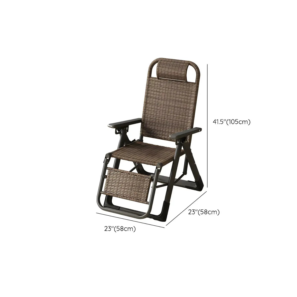 Ergonomic Rattan Outdoor Chair Small Recliner Brown 