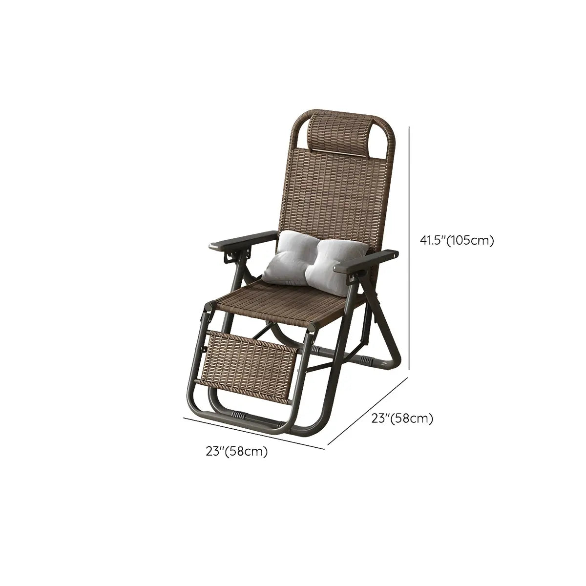 Ergonomic Rattan Outdoor Chair Small Recliner Brown Image - 18