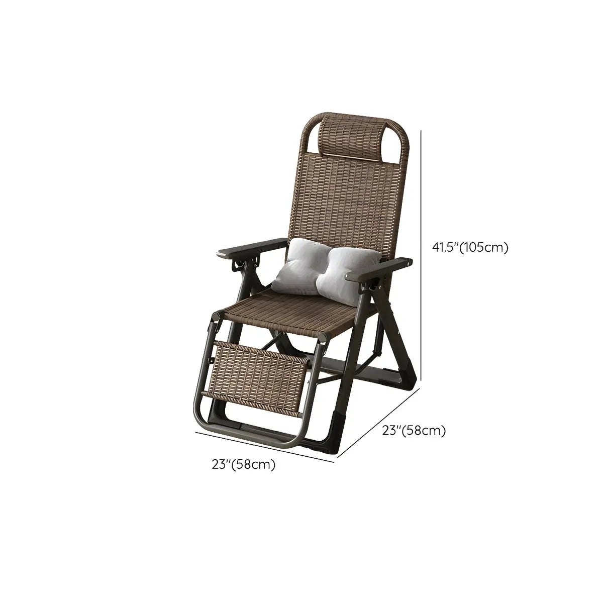 Ergonomic Rattan Outdoor Chair Small Recliner Brown Image - 19