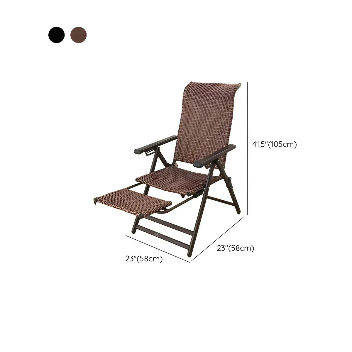 Ergonomic Rattan Outdoor Chair Small Recliner Brown Image - 20