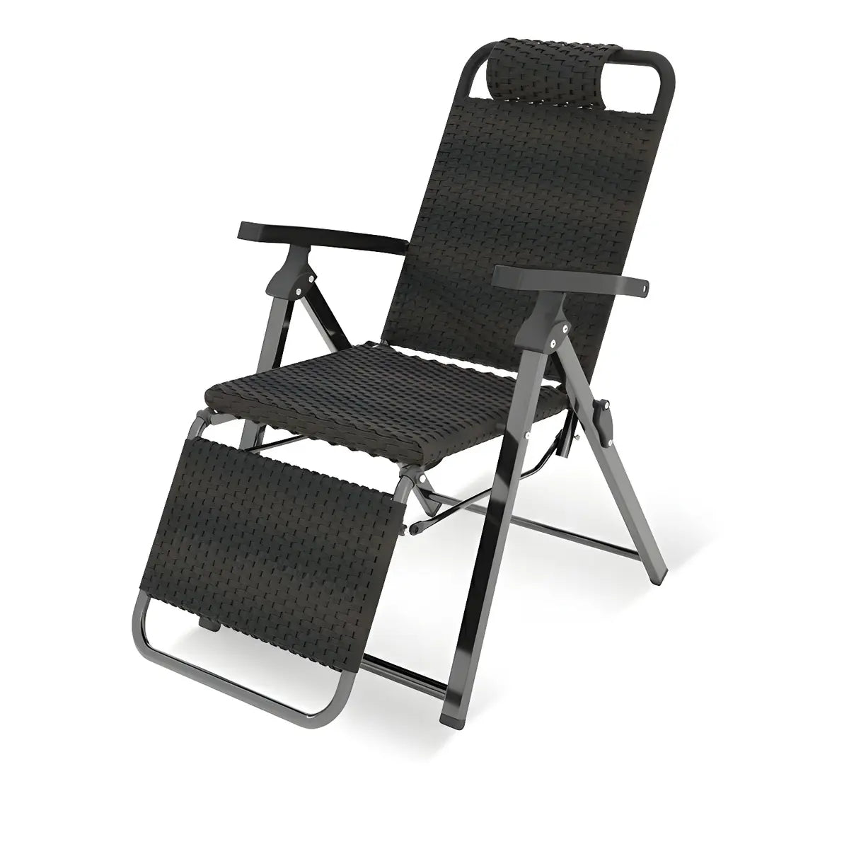 Ergonomic Rattan Outdoor Chair Small Recliner Brown Image - 3