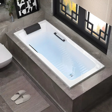 Ergonomic Rectangular Lucite White Bathtub with Handles Image - 1