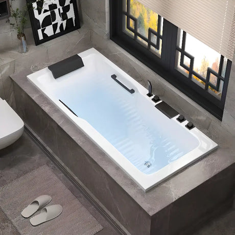 Ergonomic Rectangular Lucite White Bathtub with Handles Image - 2