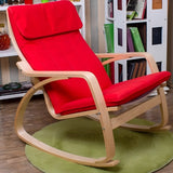 Ergonomic Red Natural Wood Rocking Chair with Back Image - 1