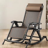 Ergonomic Waterproof Metal Rocking Chair with Pillow Image - 2