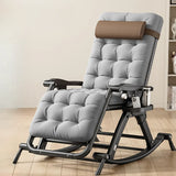 Ergonomic Waterproof Metal Rocking Chair with Pillow Image - 3