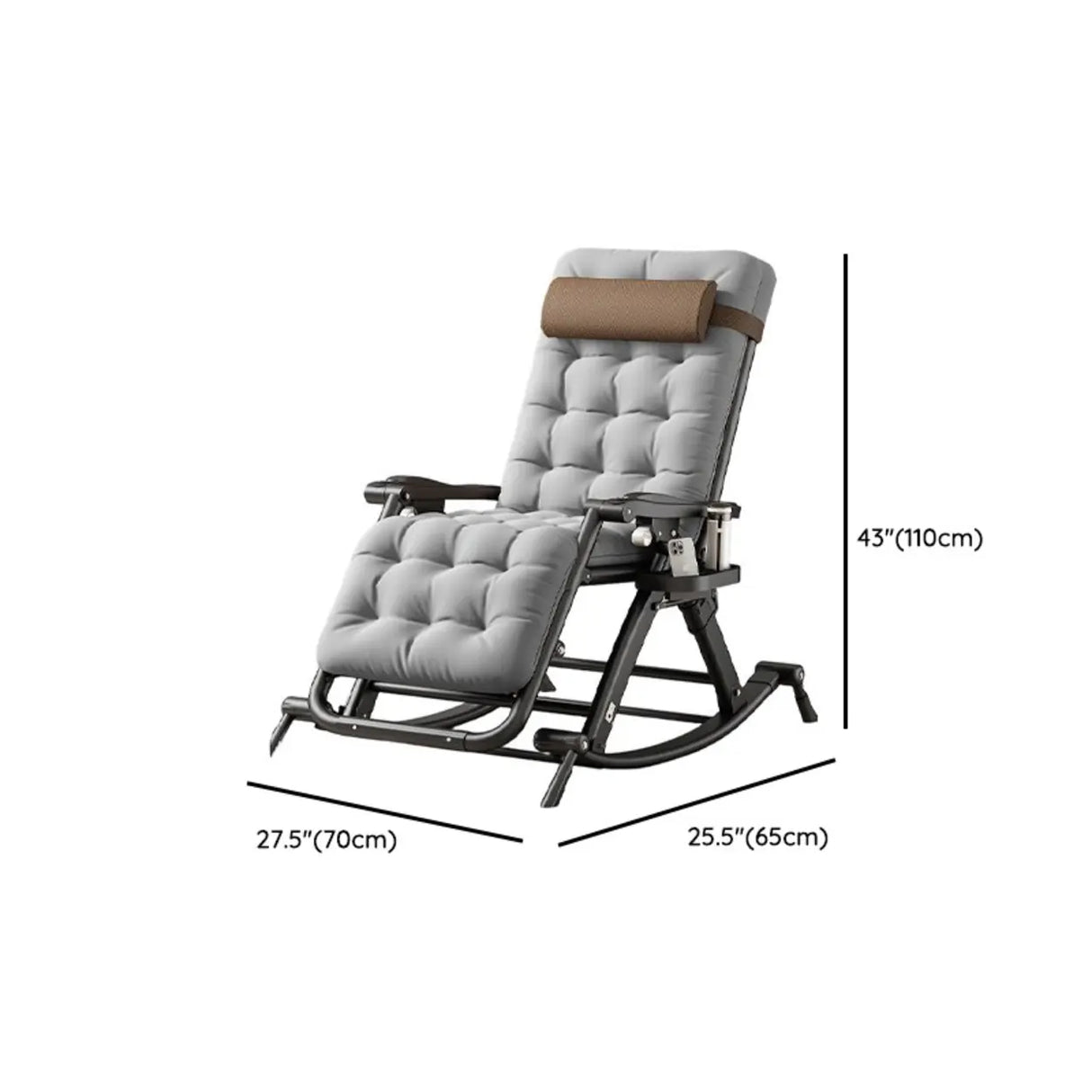 Ergonomic Waterproof Metal Rocking Chair with Pillow 