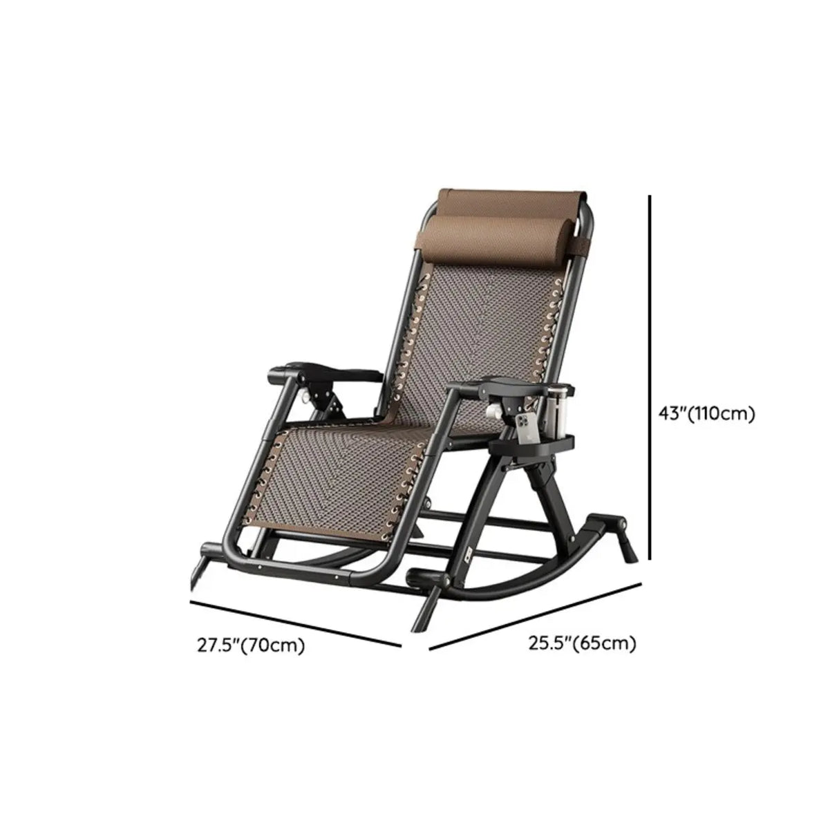 Ergonomic Waterproof Metal Rocking Chair with Pillow Image - 9