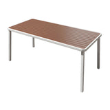 Espresso Wood Tone Square Metal Outdoor Coffee Table Image - 10