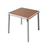 Espresso Wood Tone Square Metal Outdoor Coffee Table Image - 2